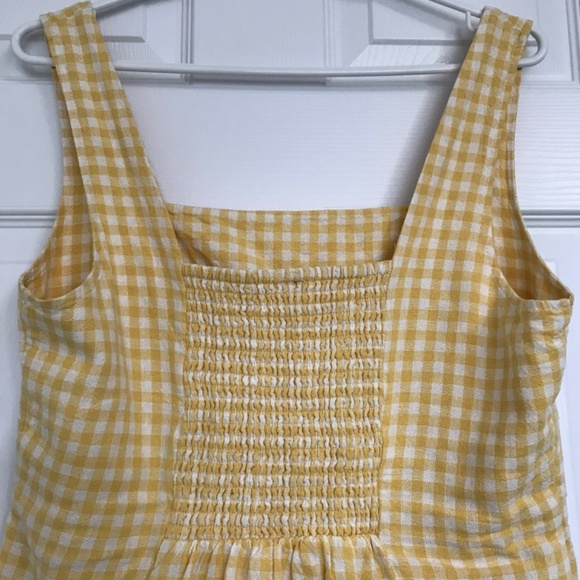 Old Navy Square Neck Linen Blend Mini Dress Yellow Gingham M Petite - Picture 8 of 16